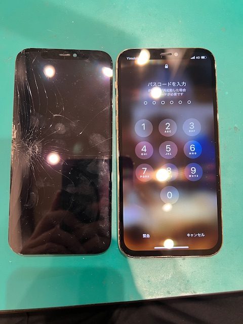 iPhone12画面割れ修理後